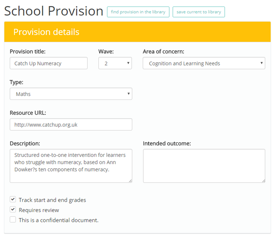 Provision Map Provision details