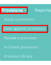 Provision Map view applied provisions tab