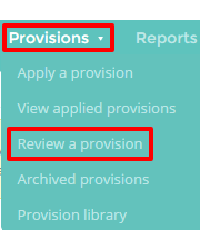 Provision Map review a provision tab