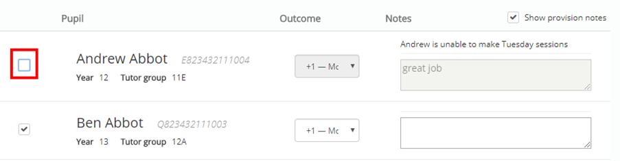 Provision Map not reviewed example