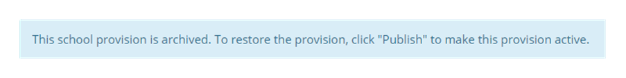 Provision Map school provision is archived message