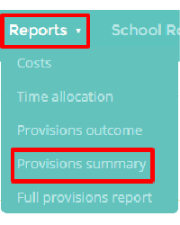 Provision summary tab