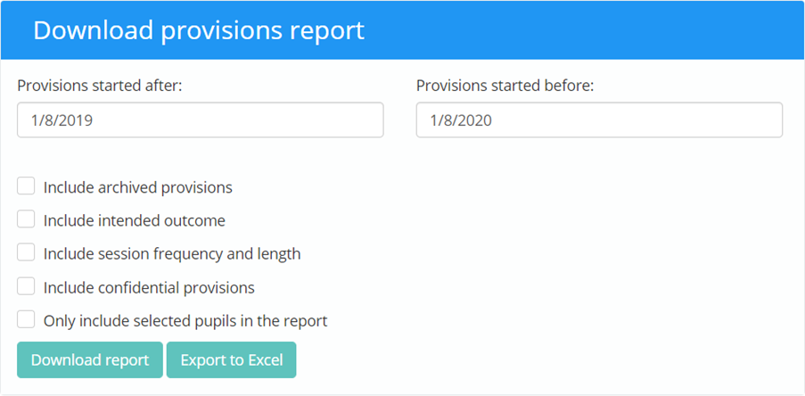 Provision Map provision_summary_report_options_2