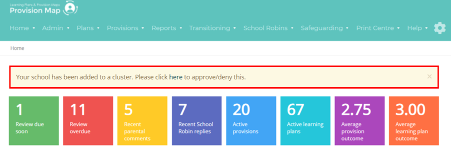 Provision Map cluster_homepage_notification