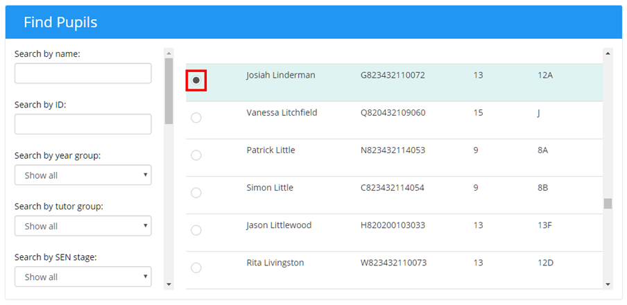 Provision Map robins_select_pupil