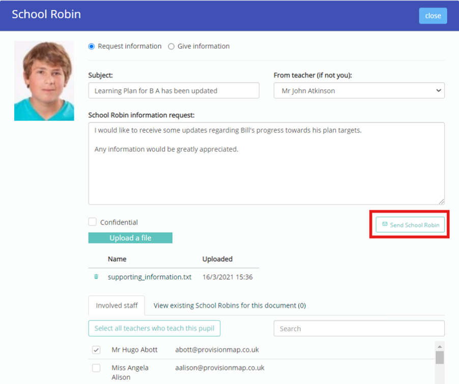 Provision Map plan school robin interface