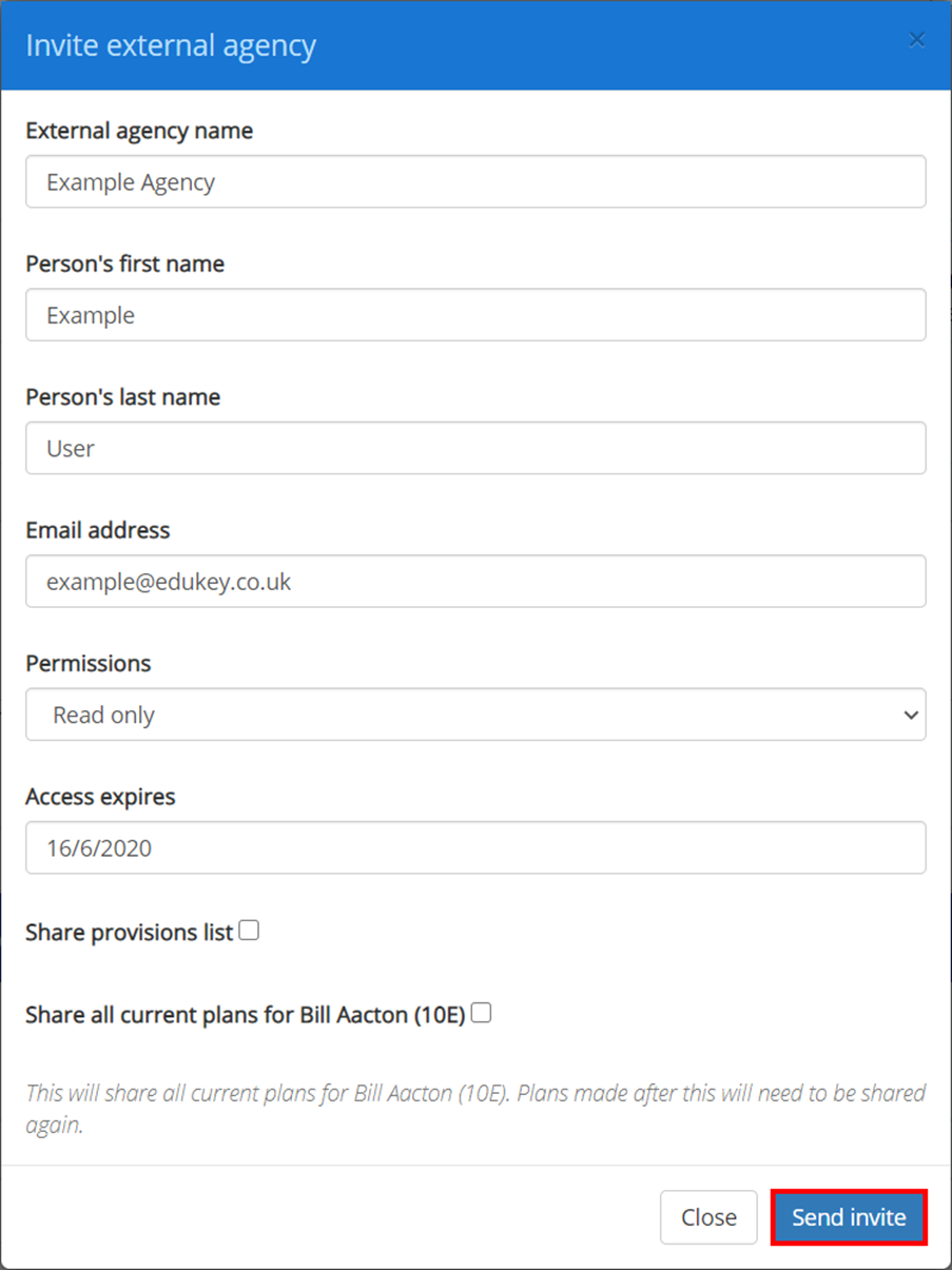 Provision Map invite agency popup