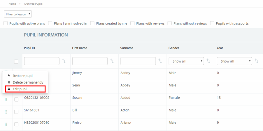 Provision Map archived_pupils_edit_pupil