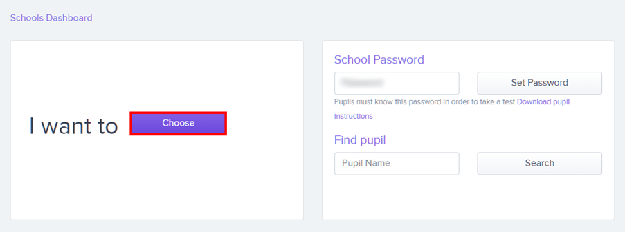 Choose button on the Literacy Assessment dashboard
