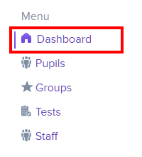 Dashboard dropdown in Literacy Assessment Online menu