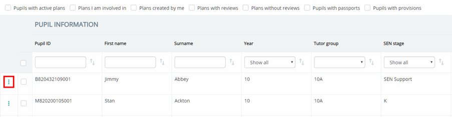 Provision Map pupil three dots