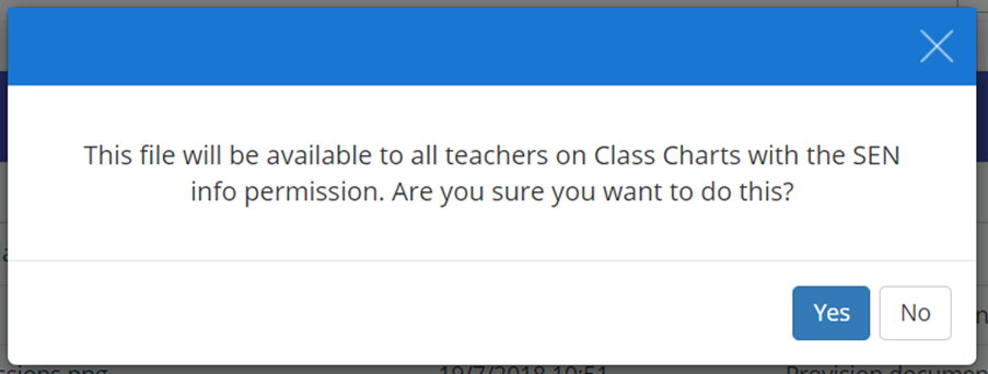 Provision Map share files warning popup