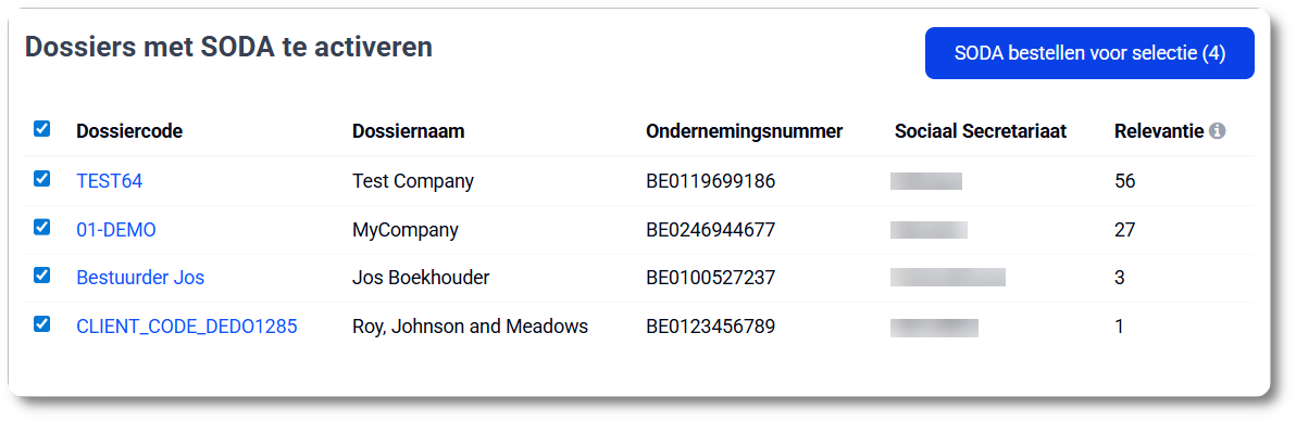 Bestel meteen SODA voor de gewenste selectie
