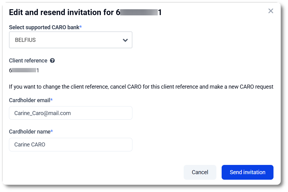 CARO: edit details and resend invitation