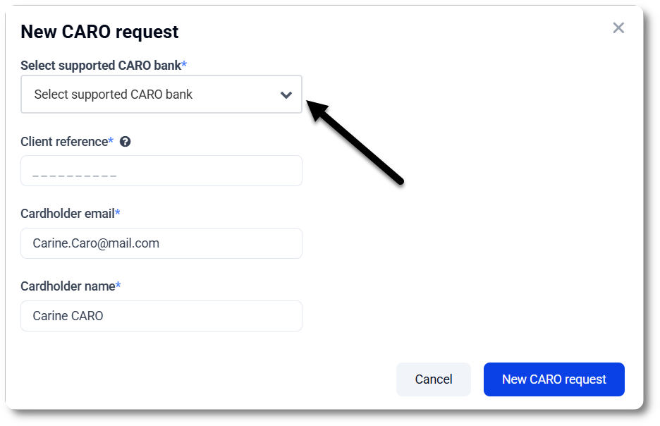 Request CARO via MyCodaBox