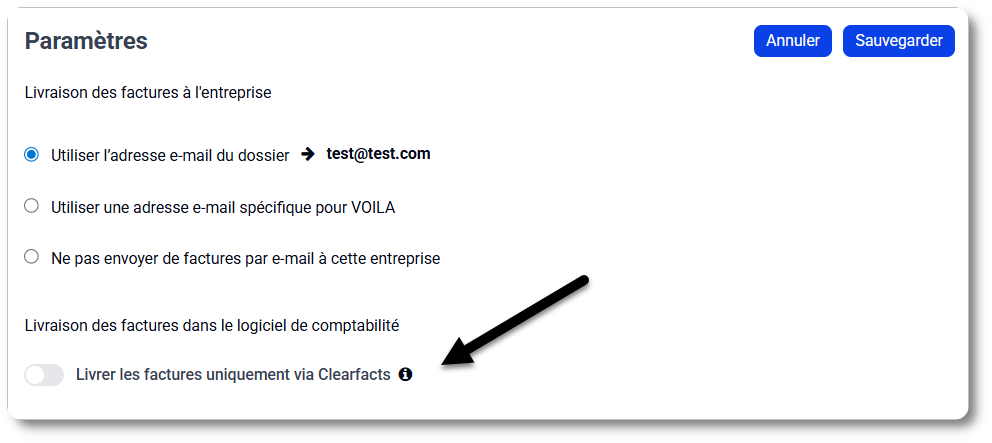 Livraison VOILA uniquement via Clearfacts