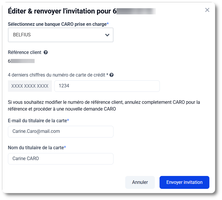 CARO : éditer et renvoyer l'invitation