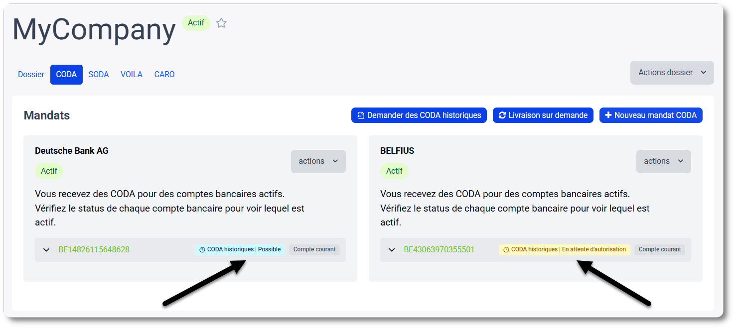 Plus d'infos sur les possibilités des CODA historiques
