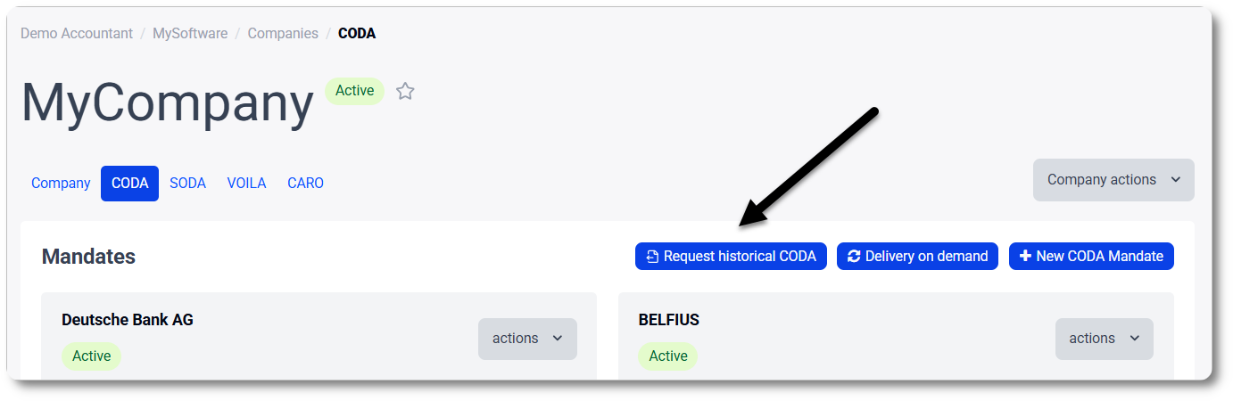 Request Historical CODA in MyCodabox