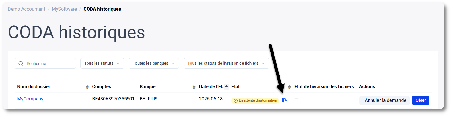 Copier le lien de signature pour contacter le titulaire du compte