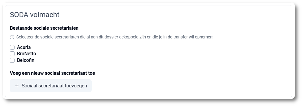 De SODA-dienst aanvragen of overzetten