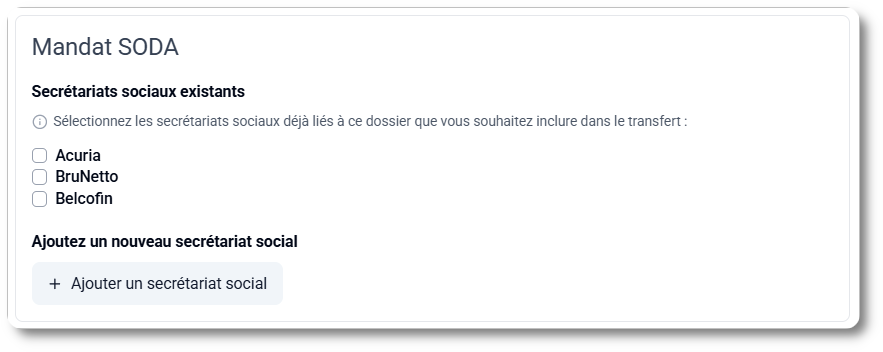 Transférer ou demander le service SODA