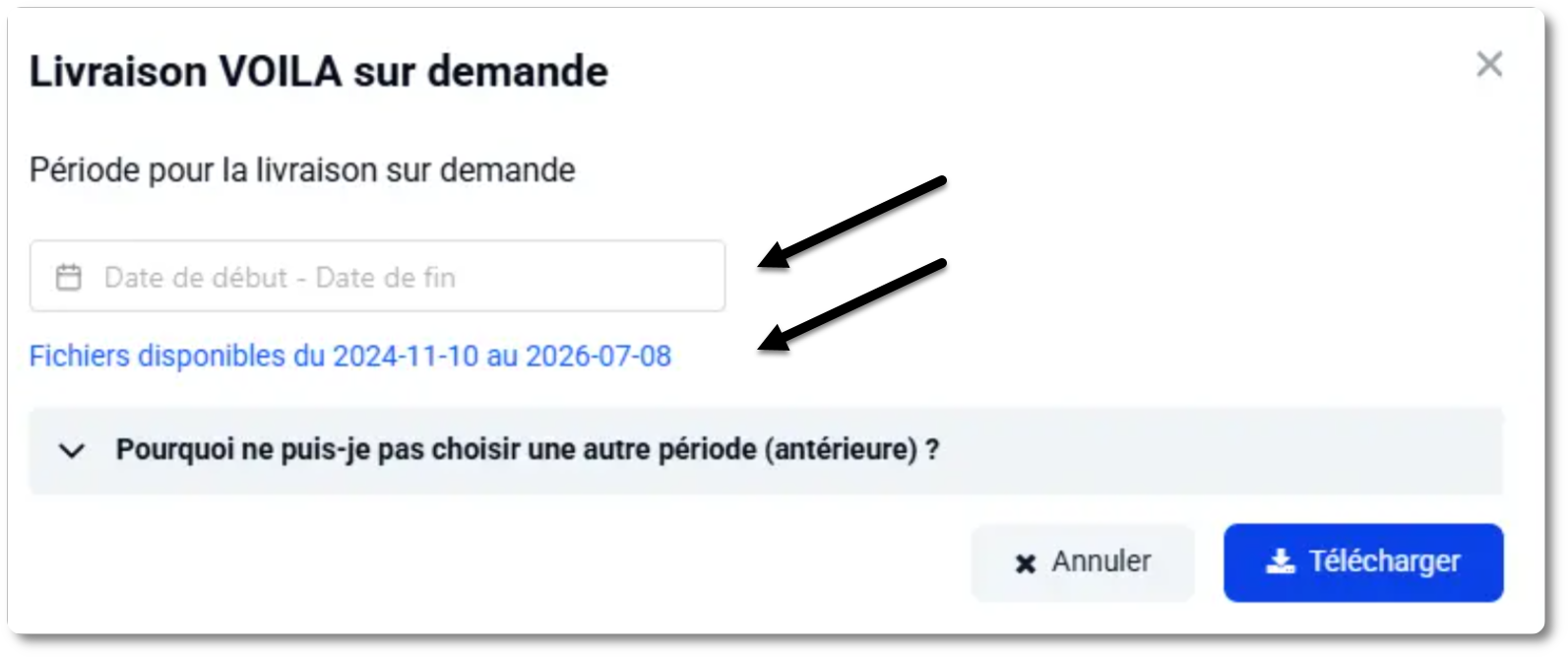 Livraison VOILA: choisissez la période