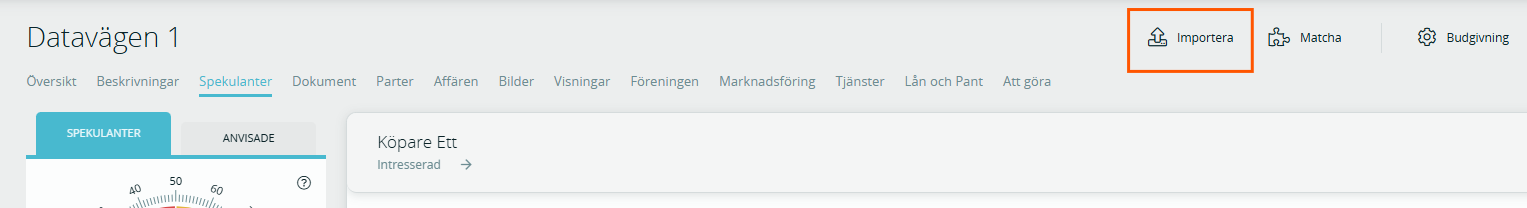 importera kontakter från spekulantlista