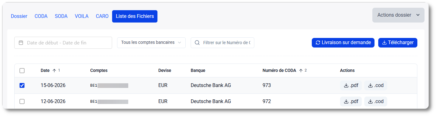Liste des fichiers : aperçu