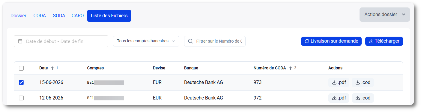 Liste des fichiers : aperçu