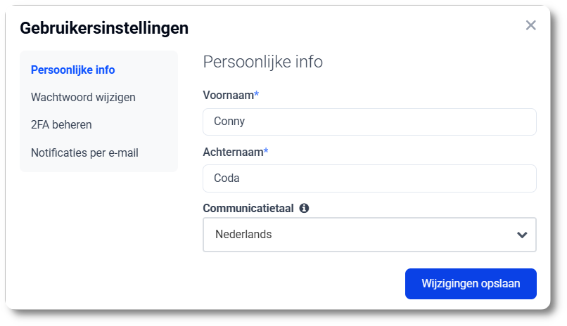 Naam of taal wijzigen in MyCodabox