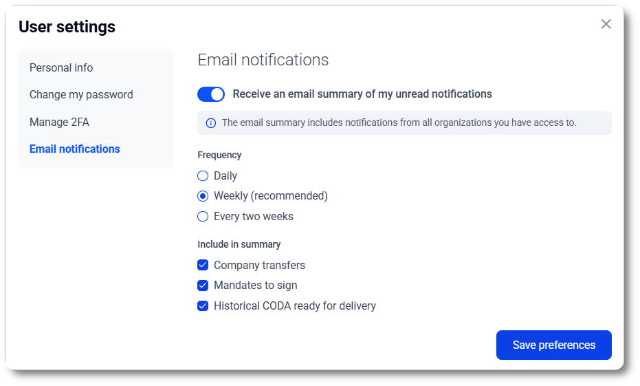 Email overview: set your preferences