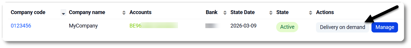 The button Delivery on demand in MyCodabox
