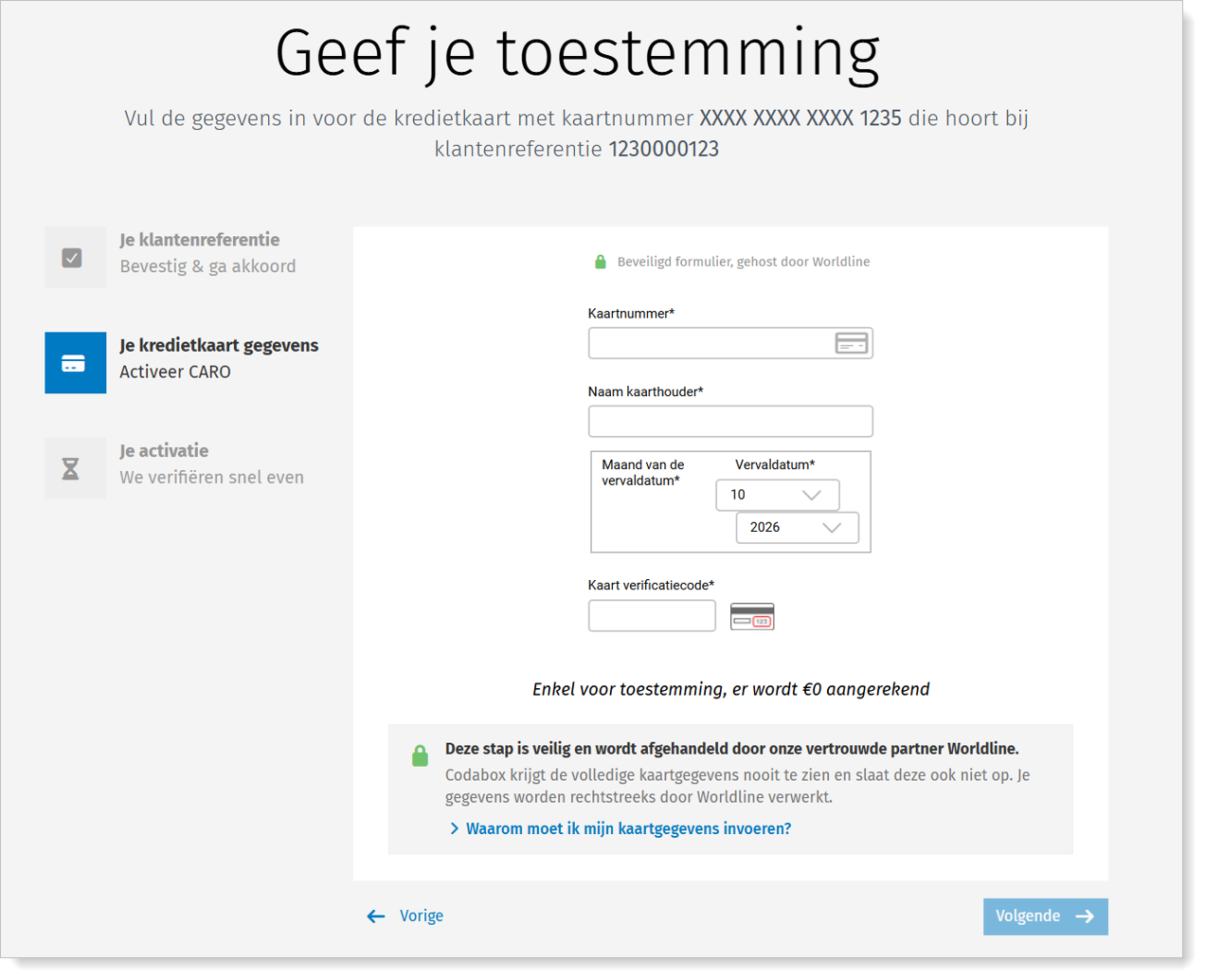 Akkoord kaarthouder: activering