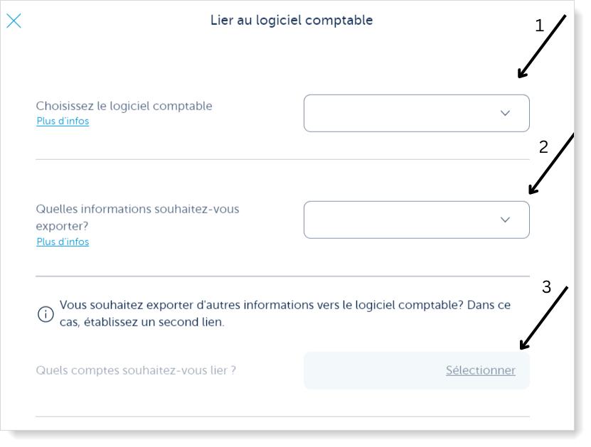 Lier un compte: cliquer sur Sélectionner