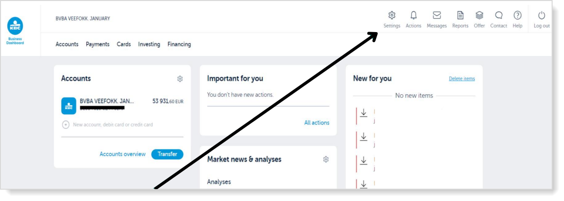Click on settings