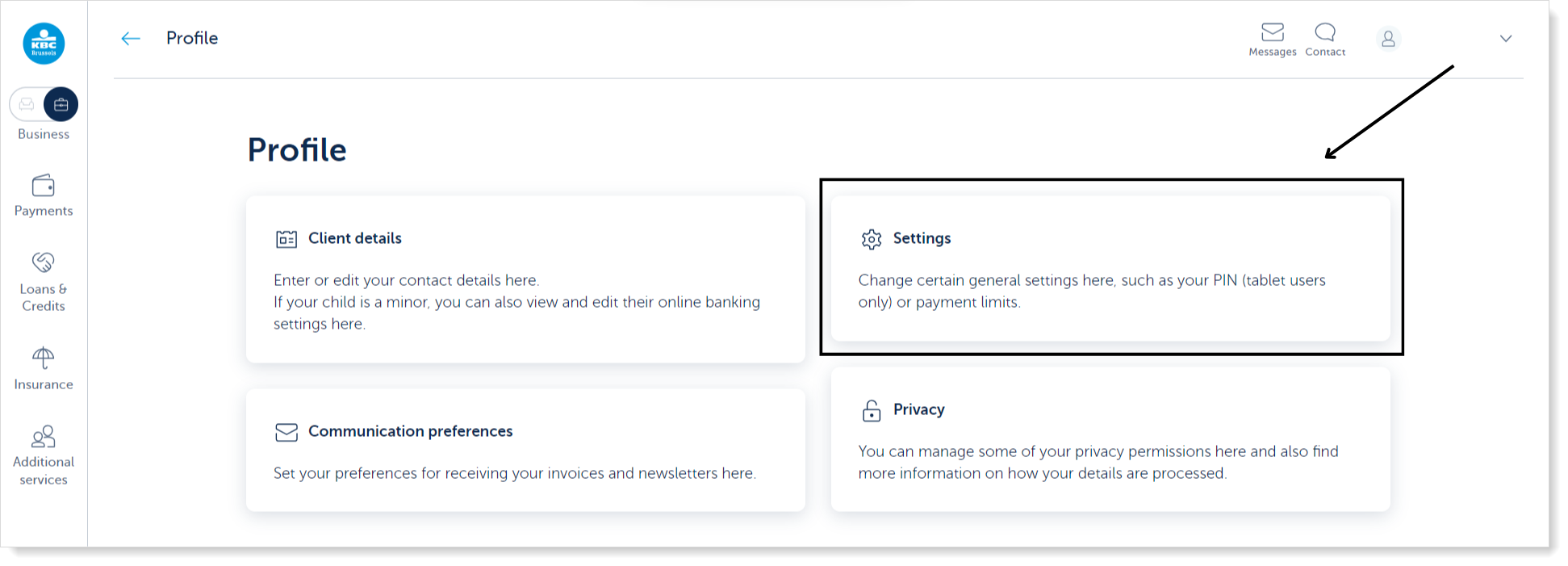Profile parameters, press settings
