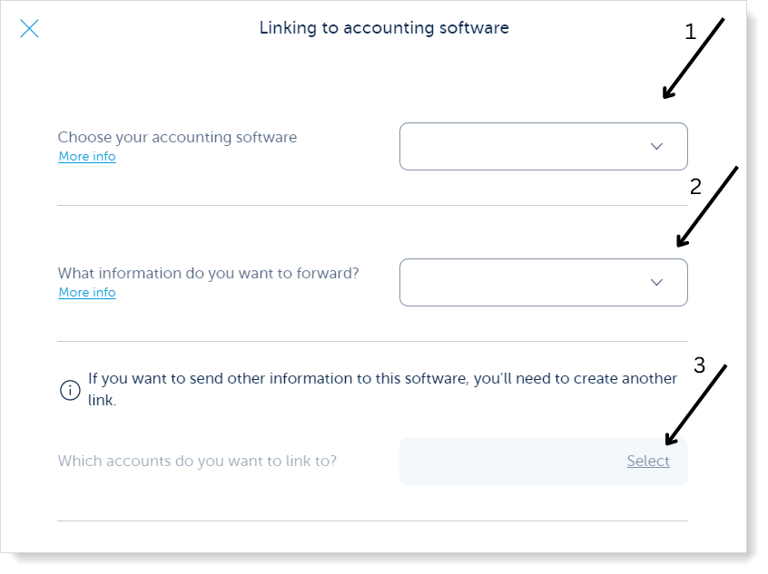 Choose accounting software, select billing statements and click select