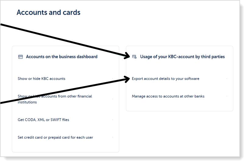 Export account details to your software