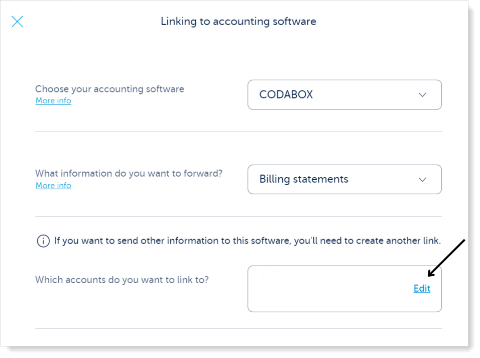 Click Codabox-Billing statements, press edit