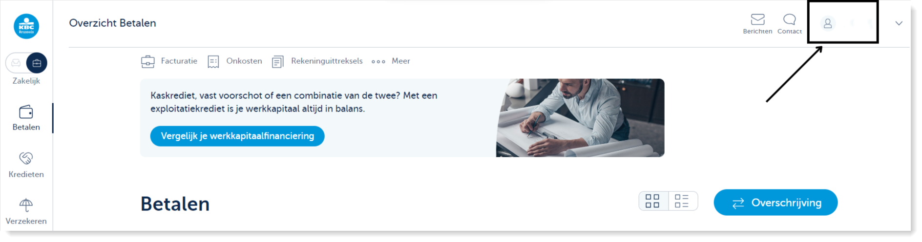KBC Touch betaaloverzicht