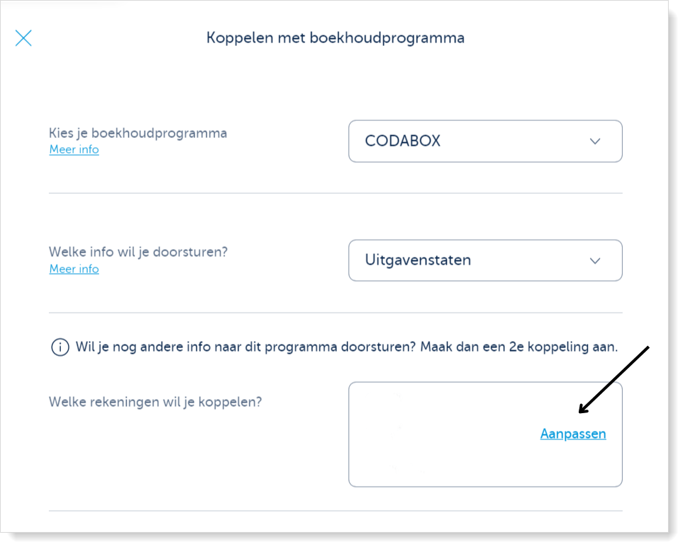 Klik op Codabox-Uitgavenstaten en klik op aanpassen