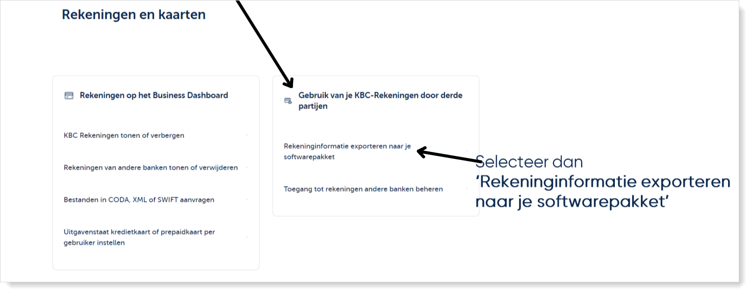 Rekeninginformatie exporteren naar software