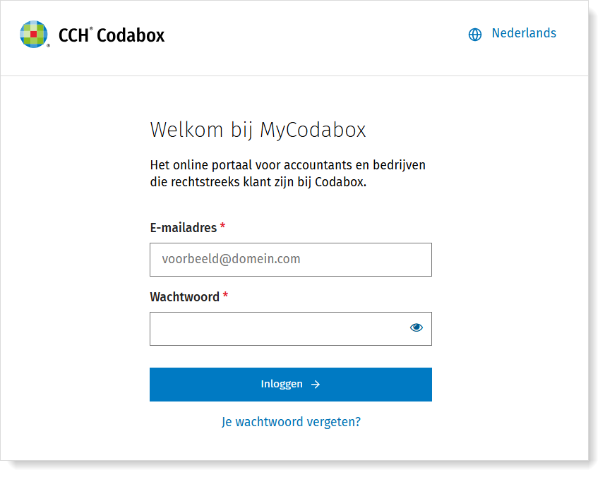 Inloggen op MyCodabox