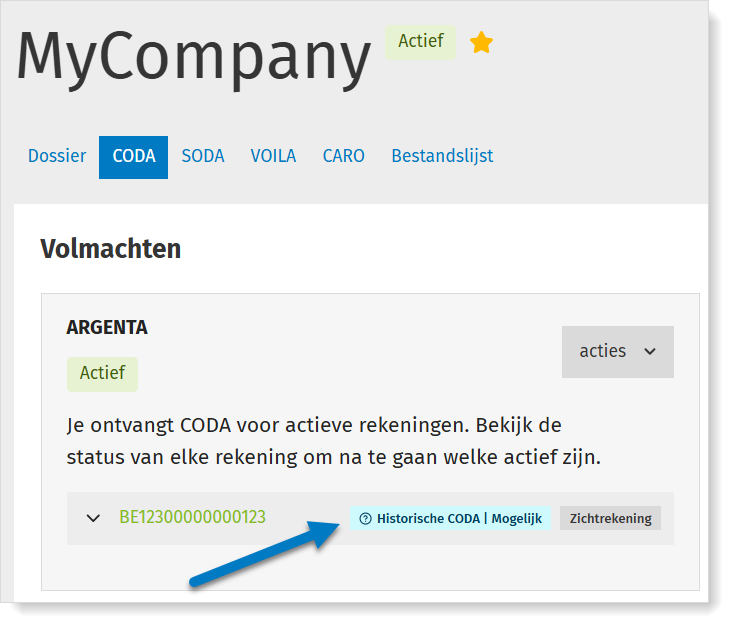 Status: historische CODA mogelijk