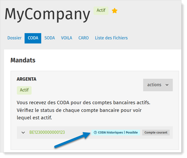 Etat : CODA historiques possible