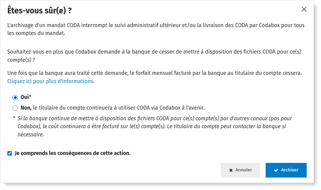 Archiver un mandat ING/BNP/Belfius via MyCodabox