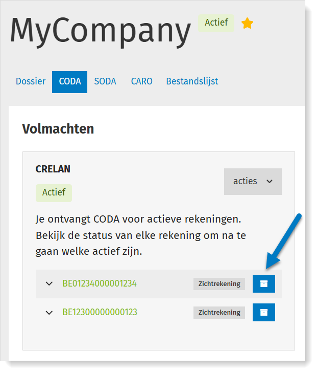 Archiveer een rekening