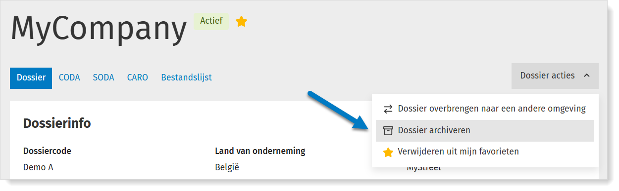 Een dossier archiveren