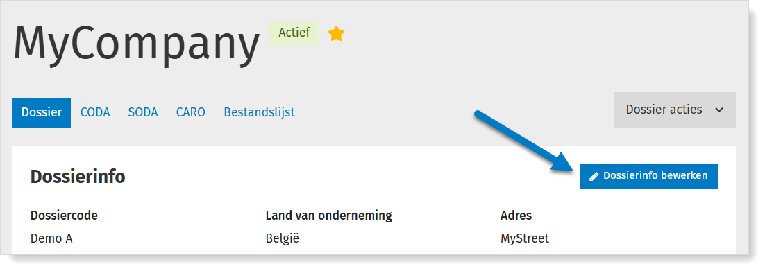 Dossierinfo bewerken in MyCodabox